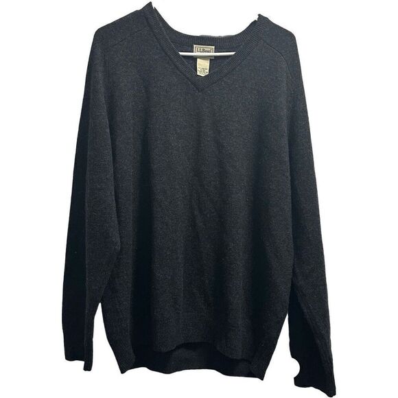 Men's Grey L.L. Bean 100% Lamb's Wool V-Neck pullover Sweater Size XL - Picture 1 of 4
